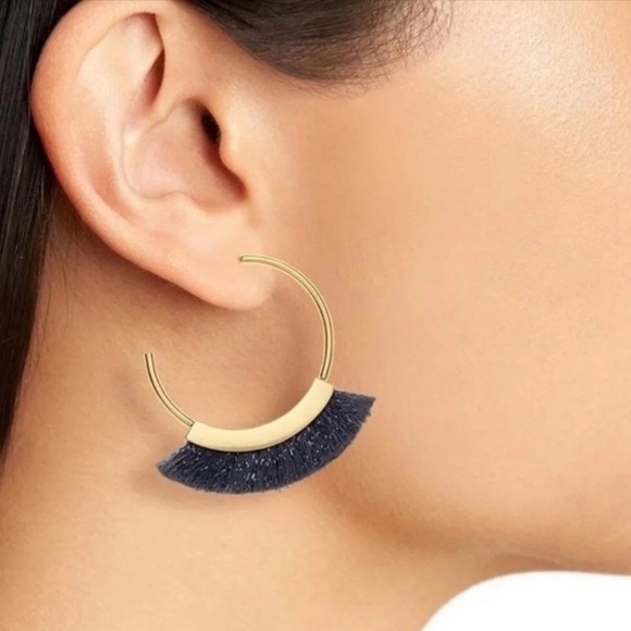 Madewell Gold + Black Fringe Hoop Earrings - Picture 5 of 5